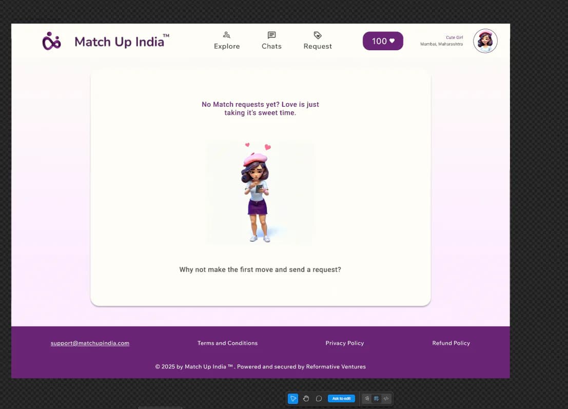 MatchUpIndia modern matchmaking platform showcase